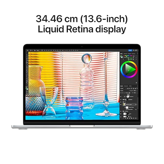 2022 Apple MacBook Air Laptop with M2 chip: 34.46 cm (13.6-inch) Liquid Retina Display, 8GB RAM, 256GB SSD Storage, Backlit Keyboard, 1080p FaceTime HD Camera. Works with iPhone/iPad; Silver
